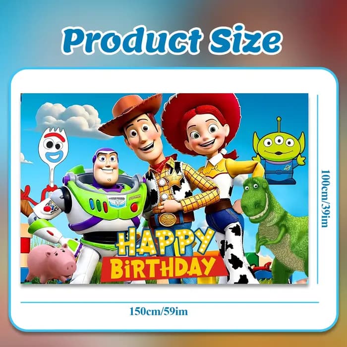 Toile de fond d'anniversaire sur le thème des dessins animés, fond photo Joyeux Anniversaire sur le thème des jouets, décorations de bannière photo pour fête d'anniversaire