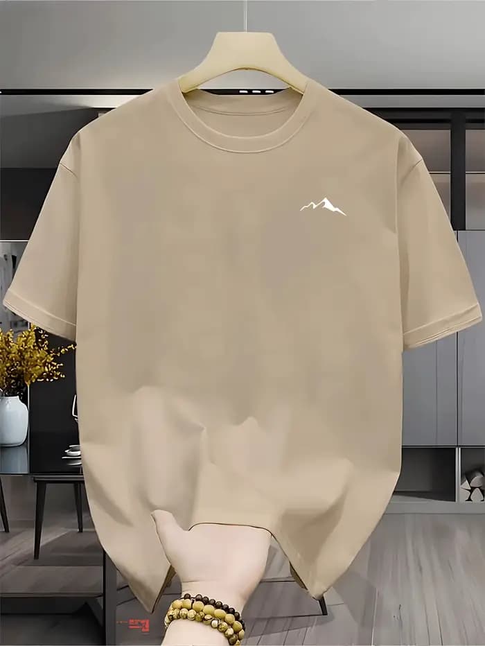 Nouveau T-shirt à col rond au toucher naturel, T-shirt respirant pour homme, T-shirt au style créatif, T-shirt décontracté à séchage rapide, T-shirt pour homme