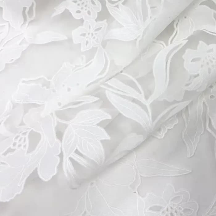 Tissu en polyester et lin blanc à motif floral de pivoine, semi-transparent, doux et léger, pour chemises, robes, vêtements de mode, matériel de couture, textile