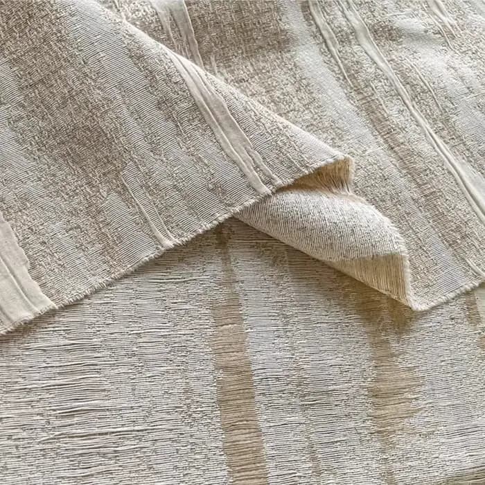 Rideaux en lin Jacquard blanc, tissu Double couche rayé en relief texturé en détresse, jupes de styliste faites à la main, matériaux artisanaux