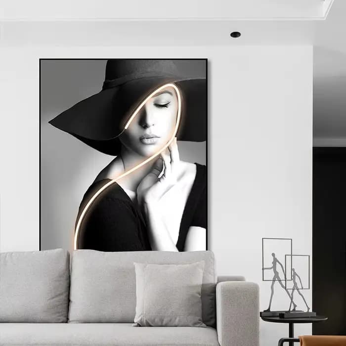 Personnages noirs et blancs, simplicité moderne, décoration murale de fond de canapé, grand Foyer, chambre à coucher, peintures suspendues