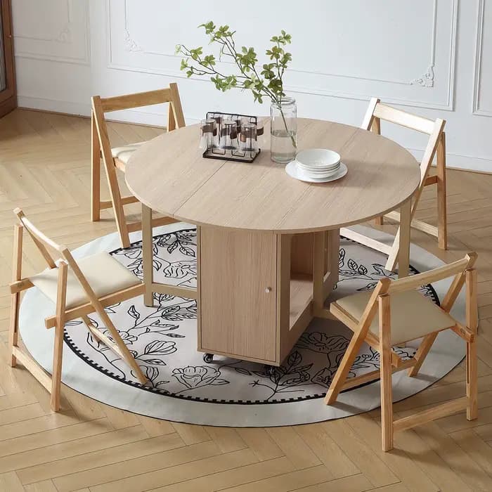 Table à manger ronde pliante avec chaises pliantes, meubles mobiles multifonctionnels, mode