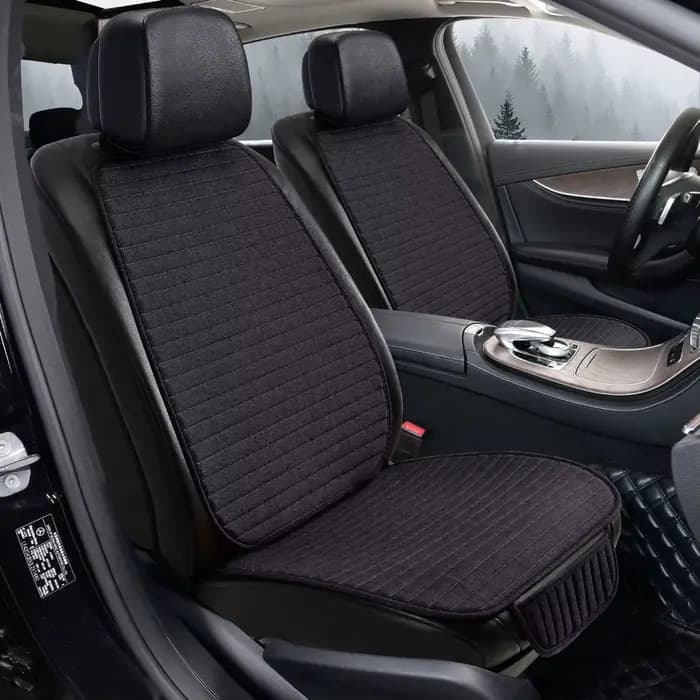 Housse de siège de voiture en lin, coussin de siège avant haut de gamme doux et respirant avec protection antidérapante universelle, convient à la plupart des voitures – 1 unité