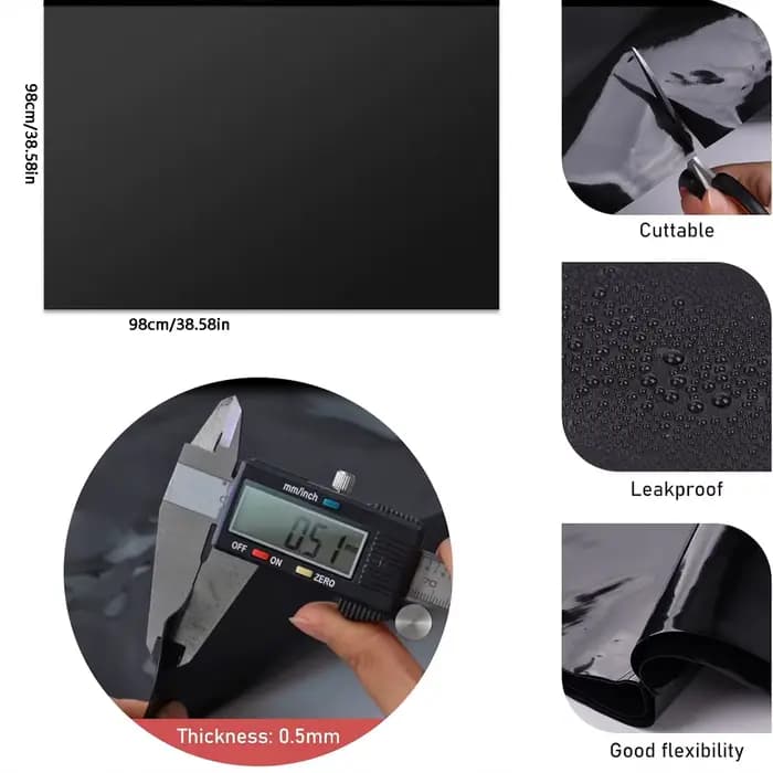 Membrane de bassin noire imperméable et flexible pour l'aquaculture, accessoire de jardinage extérieur pratique, durable et réutilisable