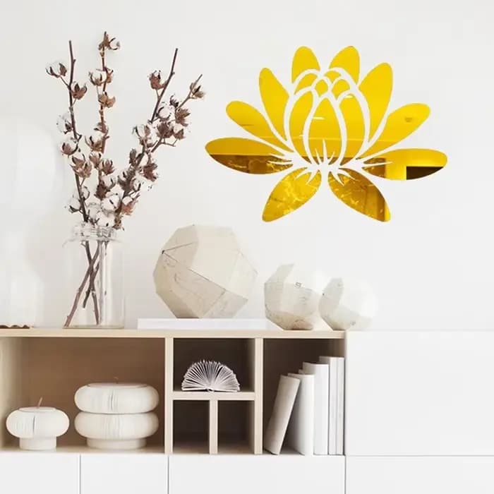 Autocollant Mural miroir fleur de Lotus 3D, autocollant Mural d'art acrylique amovible, pour salon, chambre à coucher, décorations de maison, DIY bricolage