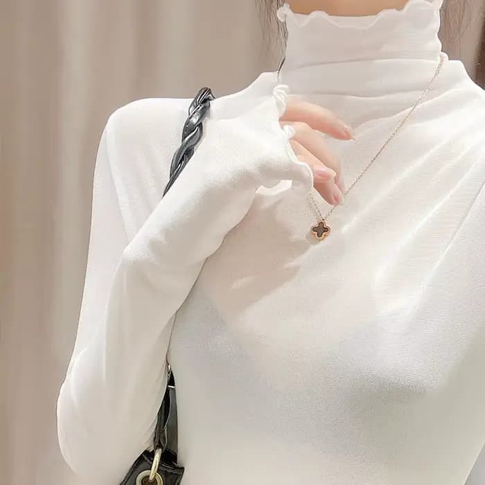 Chemisier en dentelle à col haut pour femmes, à manches longues, en gaze fine, vêtements transparents, mode printemps-automne