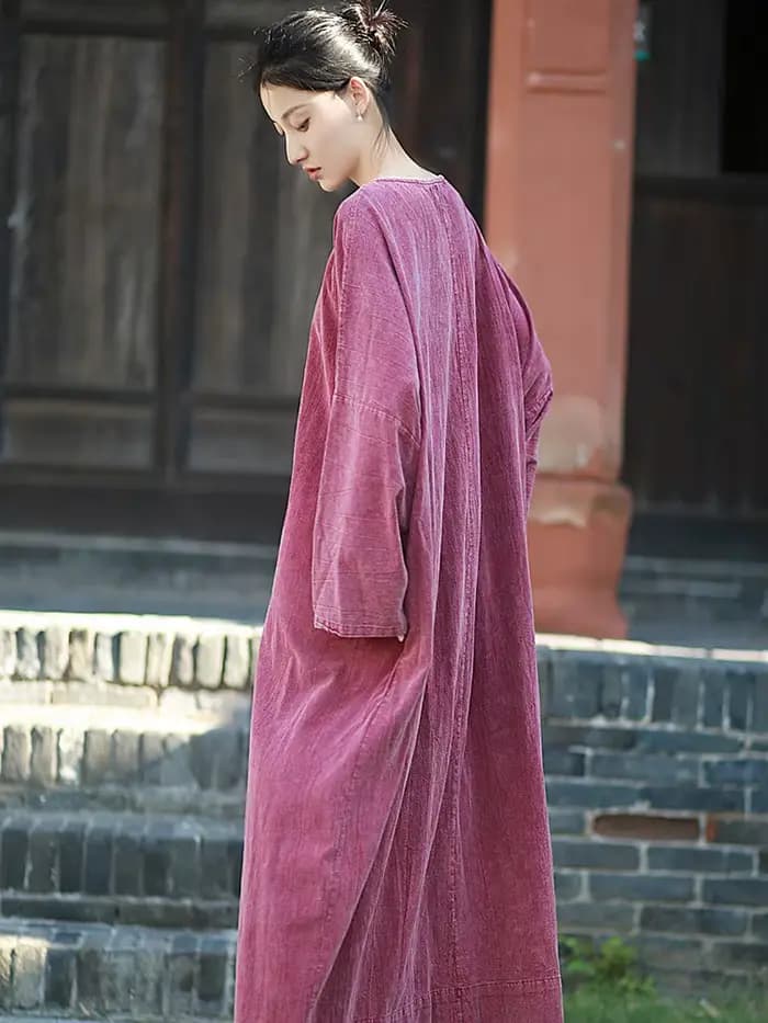Robe longue en coton et lin de haute qualité pour femme, style vintage, couleur unie, nouvelle collection automne 2024, robes décontractées M200