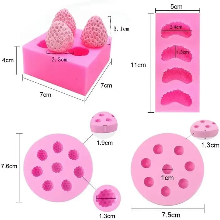 Moule à bougie 3D en silicone Mini Harvey, baie de framboise, segment érine plus riche, fruits har ant, bougie de Regina, moules de fonte d'avertissement de mûrier