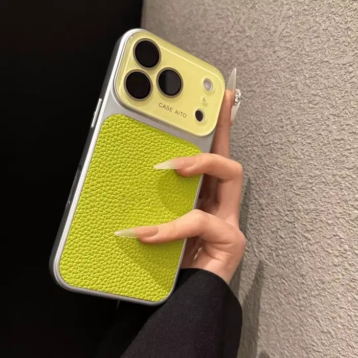 Étui de luxe en cuir lychee avec grande fenêtre en cristal pour iPhone 17 16 15 14 13 12 11 Pro Max, coque antichoc souple et résistante