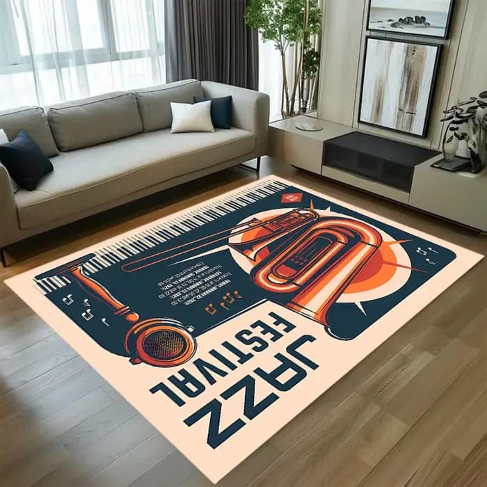 Tapis de sol vintage guitare rock, décoration intérieure, salon, chambre, tapis antidérapant pour chambre, motif groupe musical