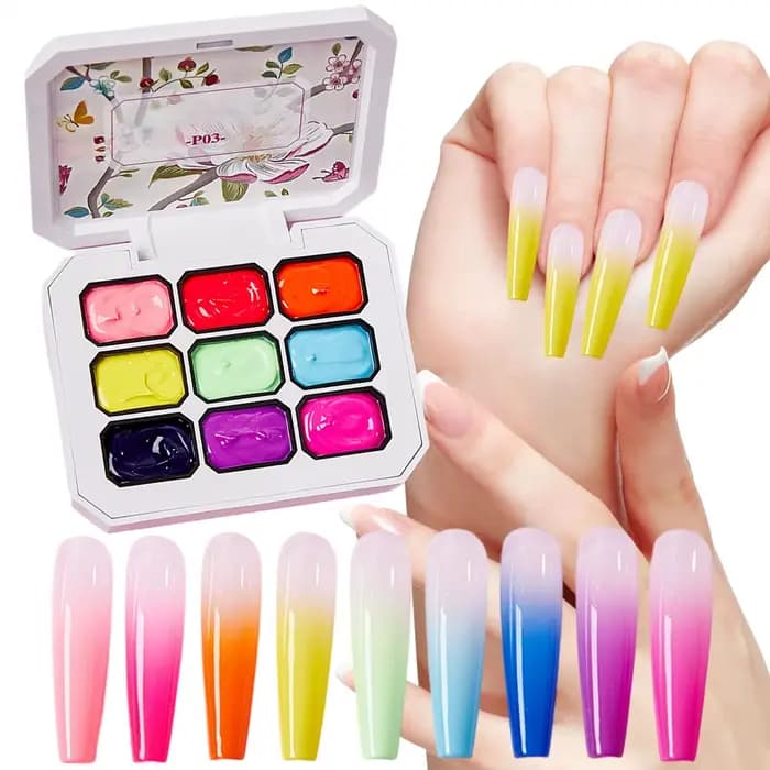 Palette de gel à ongles 9 couleurs pour manucure, idéale pour débutants, professionnels, femmes, petites amies et mamans