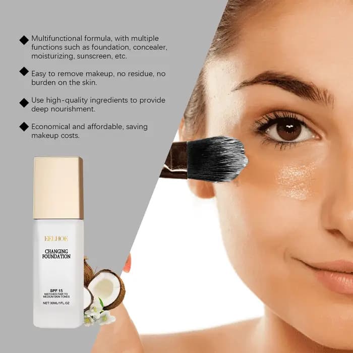 Spf 15 fond de teint à couleur changeante couverture complète maquillage imperméable du visage éclaircissant