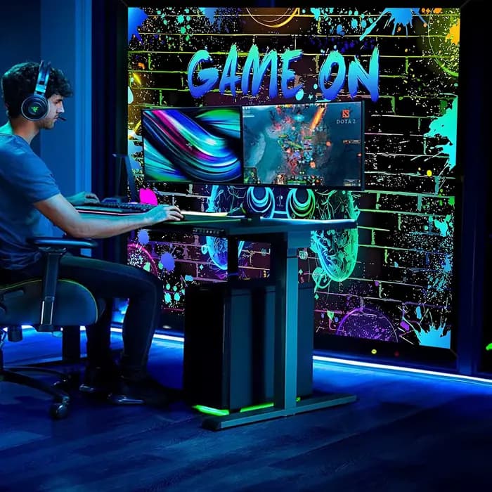 Jeu sur toile de fond jeu vidéo pour niveleur fête d'anniversaire décoration jeu vidéo joyeux anniversaire fond jeu nuit Arcade néon G