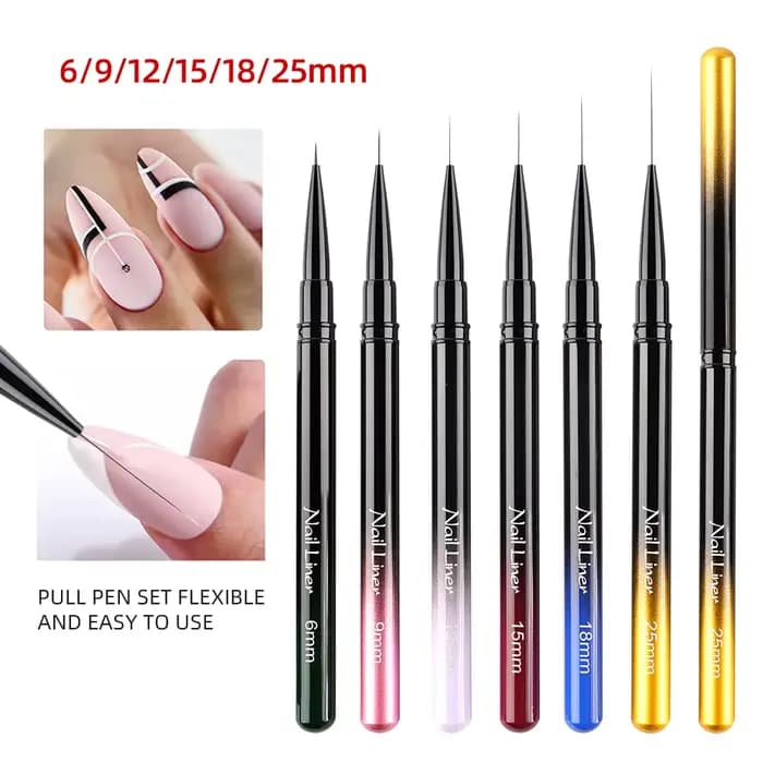 Brosse de revêtement pour Nail Art de couleur noire, avec manche en métal, constructeur de Gel UV acrylique, brosse de peinture pour manucure à faire soi-même, pour conception dégradée