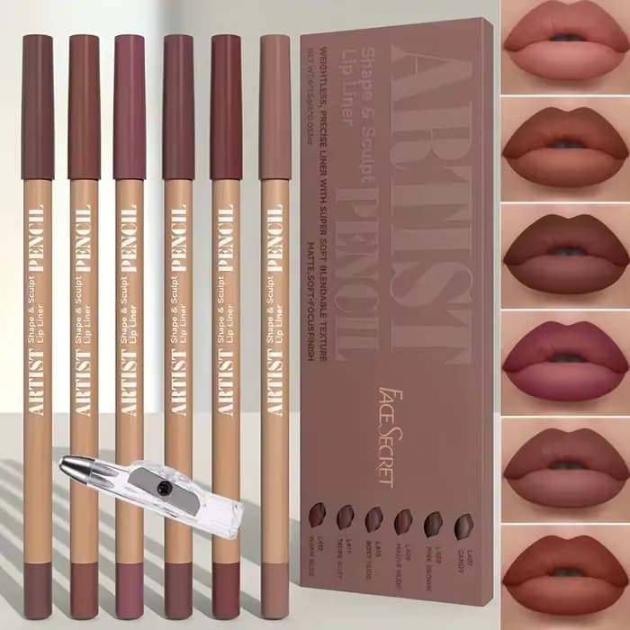 Ensemble de maquillage pour les lèvres 7 pièces/ensemble : 6 crayons