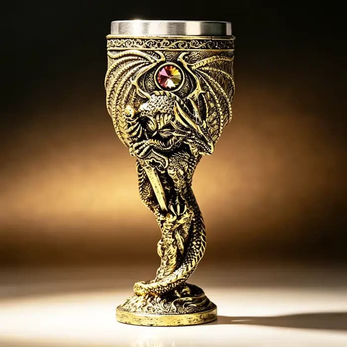 Gobelet médiéval en acier inoxydable 180 ml, tasse romantique gothique en résine Dragon Maléfique, pour vin, cocktail, bière, décoration