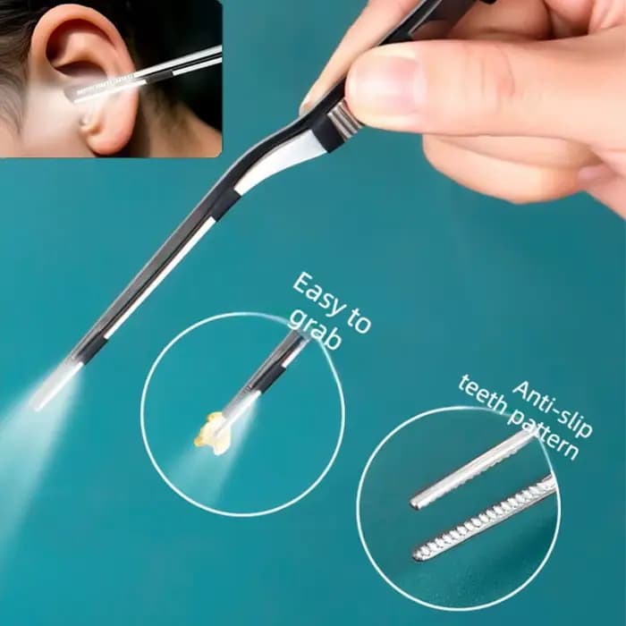 Cure-oreille lumineux avec lumière LED, pince à cérumen visuelle, crochet à cérumen, outils de nettoyage d'oreilles rechargeables pour enfants/adultes