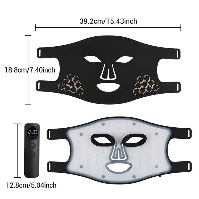 Masque LED Visage 4 Couleurs, Appareil de Soin de la Peau à Lumière Rouge et Bleue, 72 Perles LED, Masque de Beauté Rechargeable sans Fil avec Minuteur pour Soin du Visage à la Maison, Homme Femme
