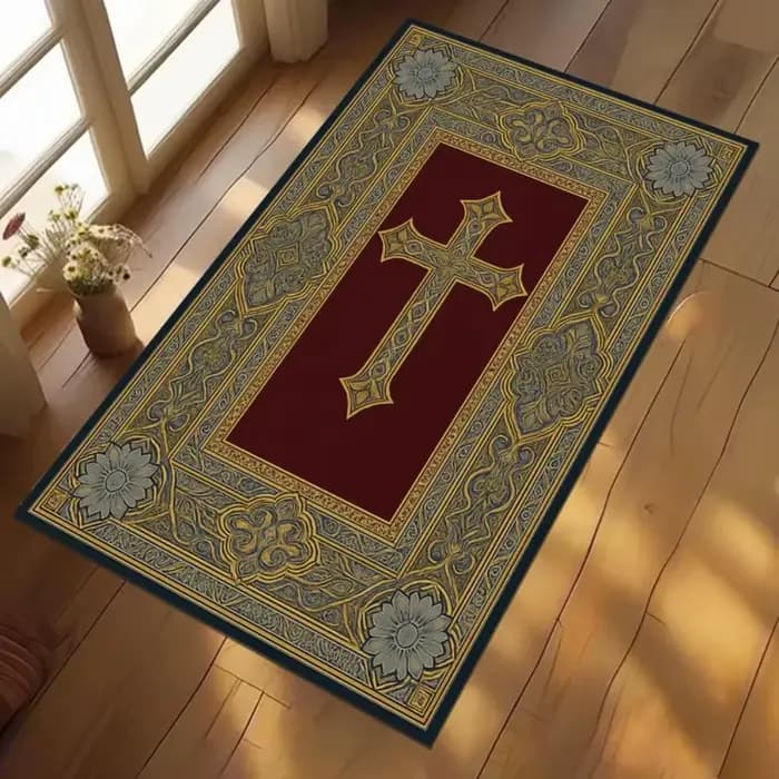 Tapis croisé Vintage, motif doré, rouge et noir, décor de sol pour salon, décoration de la maison, tapis pour salon