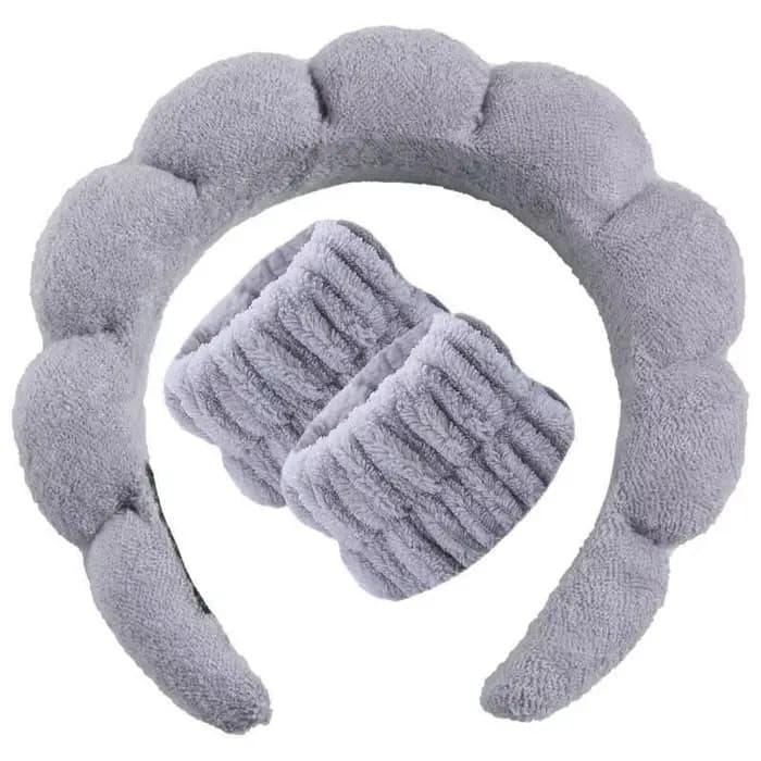 Ensemble de bandeaux doux et moelleux pour soins de la peau avec 2 bandeaux absorbants pour le nettoyage du visage, le maquillage, la douche et l'usage quotidien