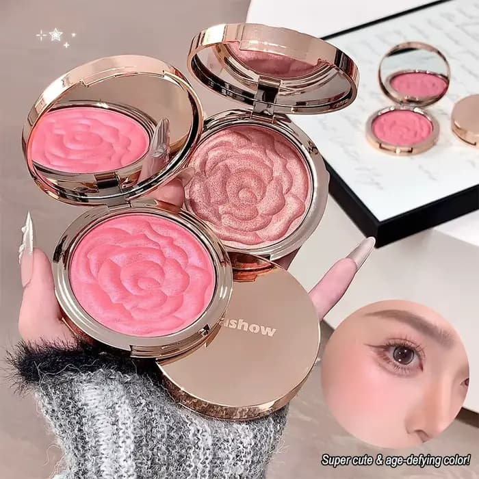 Poudre de blush rose gaufrée