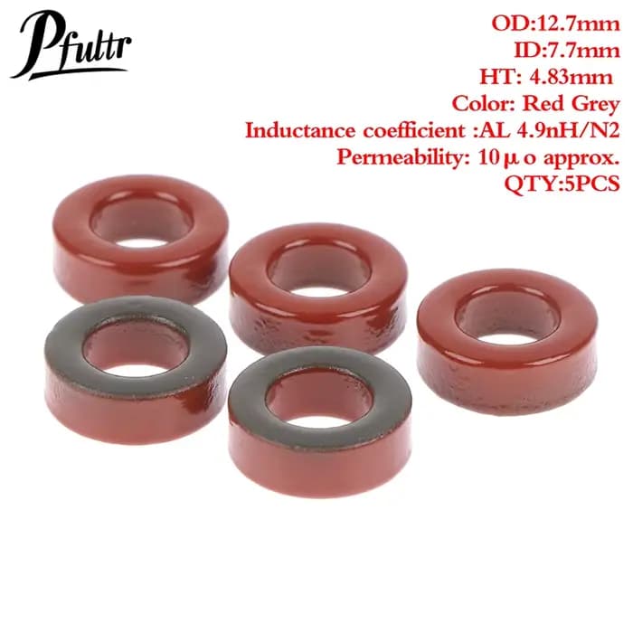 5pcs T50-2 les sante de poudre de fer de satisyl T50-2 13*7.5*5 Mm 4.9nH/SEE anneau magnétique de noyau rouge toroïdal de ferrite de poussière
