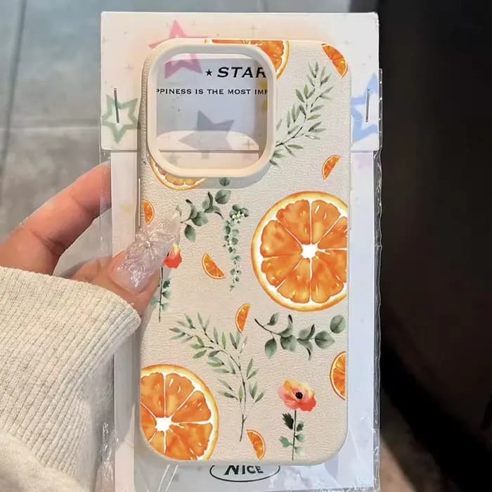 Coque de téléphone souple antichoc motif orange litchi rafraîchissant pour iPhone 17 Air 16 15 14 13 12 11 Pro Max XS X XR 16e 17e