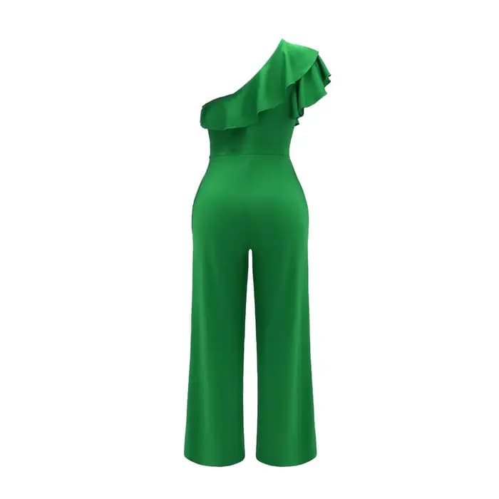 Combinaison asymétrique épaule dénudée à volants, combinaison solide élégante pour le printemps et l'été, vêtements pour femmes