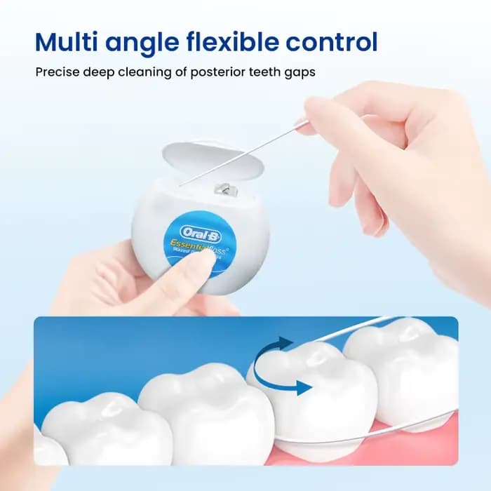 Fil de menthe essentiel Oral B 50M, fil de nettoyage dentaire professionnel, revêtement de cire Portable, élimination de la Plaque dentaire, nettoyage en profondeur