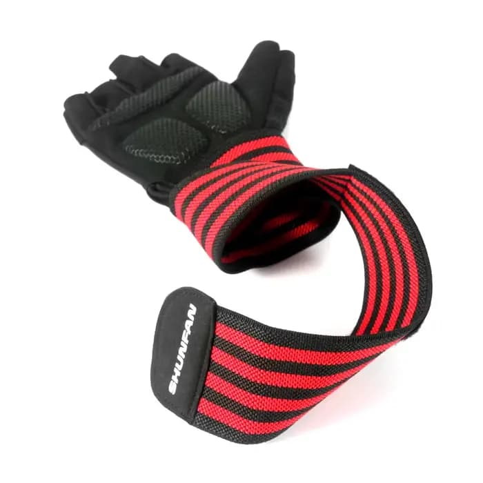 Gants de levage WePackage pour hommes et femmes, entraînement de musculation, gymnastique, fitness, enveloppes de poignet, demi-doigt, rouge