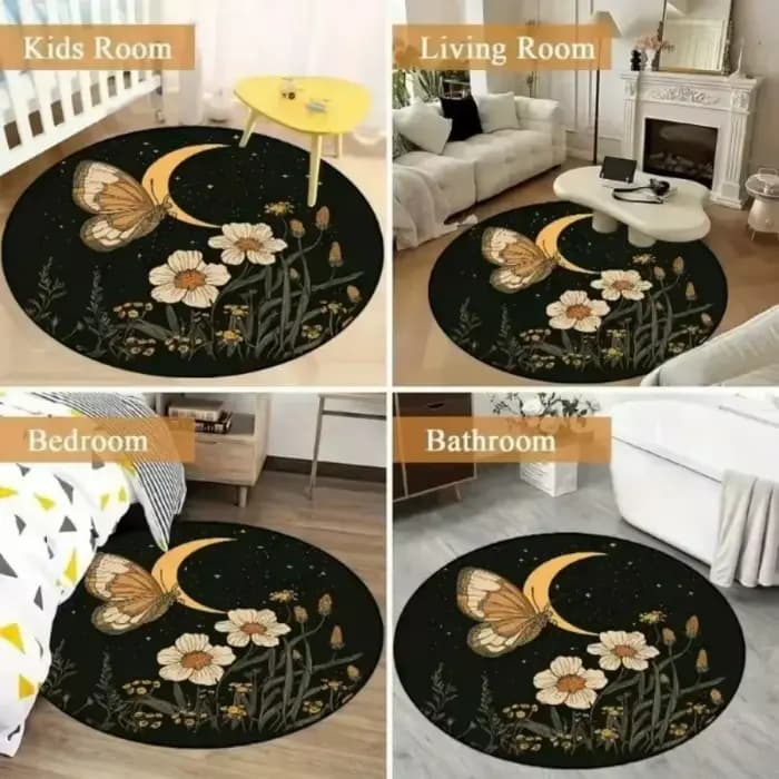 Tapis rond vintage à motif floral, tapis de sol bohème pour salon, chambre à coucher, décoration intérieure, tapis de sol pour la maison