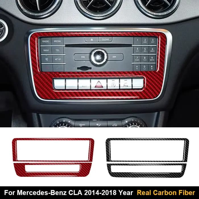Autocollant de décoration de cadre de panneau CD de Console de voiture en Fiber de carbone véritable pour Mercedes Benz CLA 2014 – 2018, accessoires d'intérieur de voiture