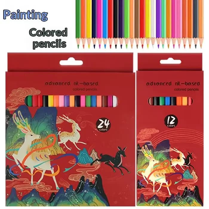 Ensemble de crayons de couleur à base d'huile, 12 à 24 nuances, pour professionnels, dessin de portraits, coloration lisse, croquis détaillé