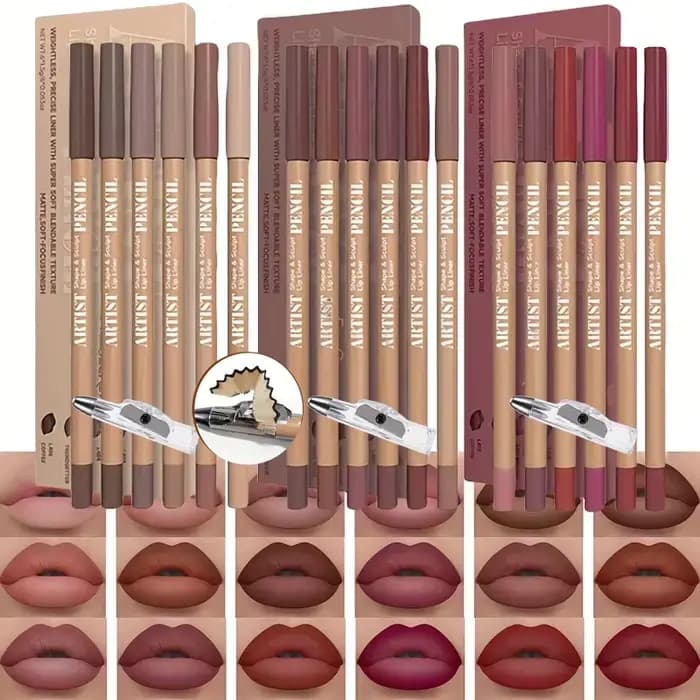 Ensemble de maquillage pour les lèvres 7 pièces/ensemble : 6 crayons