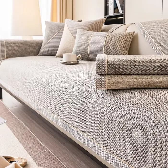 Juste de coussin de canapé en lin pour toutes les saisons, housse de canapé universelle non ald, housse de dossier, serviette de gril tissée, coton, nouveau, 2024