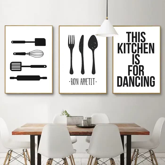 Peinture sur toile de cuisine britannique, affiche murale minimaliste, impression d'art noir et blanc, décoration d'intérieur moderne, chambre et restaurant