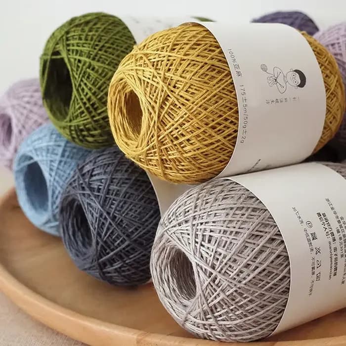Fil de lin fin tissé à la main, châle et tapis, taie d'oreiller bricolage, matériau au beurre enveloppé avec du fil de lin fin, dentelle #5, boule de 50g