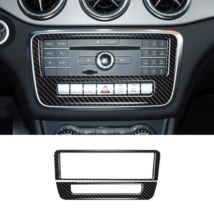 Autocollant de décoration de cadre de panneau CD de Console de voiture en Fiber de carbone véritable pour Mercedes Benz CLA 2014 – 2018, accessoires d'intérieur de voiture