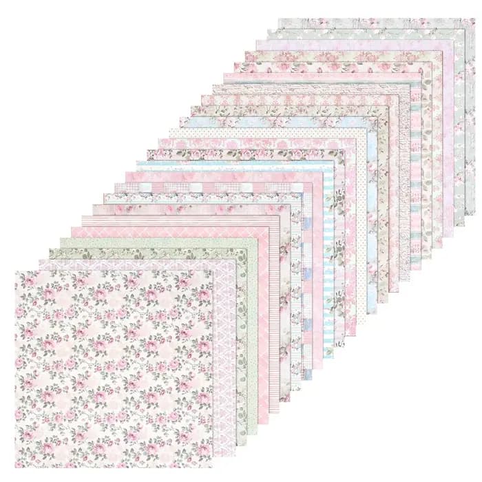 24 feuilles de papier de fond pour scrapbooking 12x12 pouces, papier cartonné à motifs floraux style bohème pour album de cartes DIY