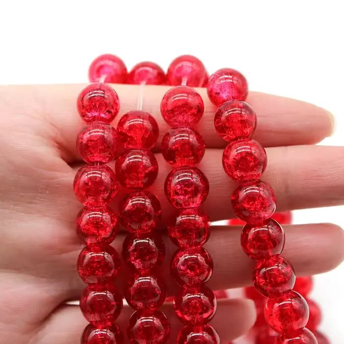 Perles de Quartz rouge craquelées en pierre naturelle, rondes en cristal pour la fabrication de bijoux, Bracelet DIY, vente en gros, 8, 10 et 12 mm