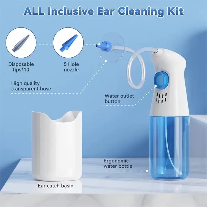 Kit de suppression de cérumen, nettoyeur d'oreille manuel, nettoyeur à eau, système de rinçage pour l'd'argile des oreilles, kit de livres d'oreille, soins de santé