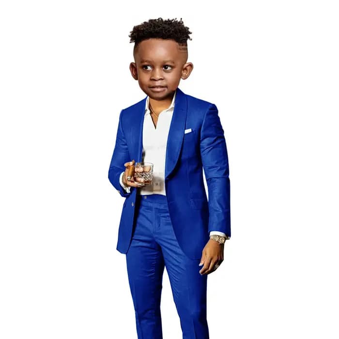 Costume marron pour garçons, 2 pièces, veste, pantalon, col châle, smoking de mariage, vêtements pour enfants, robes formelles de fête à la mode