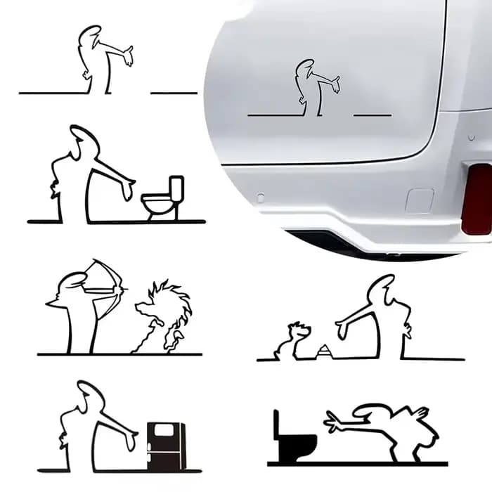 La Linea – autocollant mural d'art au trait minimaliste pour pare-chocs et fenêtre de voiture, avec personnage de dessin animé, décoration de maison et de voiture