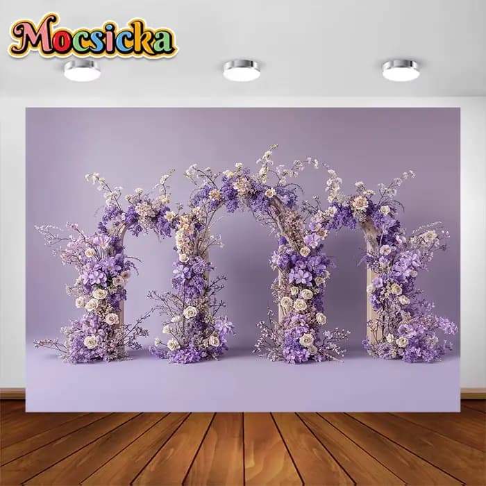 Arrière-Plan de Photographie de Mariage, Fleurs Colorées à Trois Arches, Fournitures de Décoration de ix, Arrière-Plan de Portrait de Femme Adulte, Accessoires de Studio