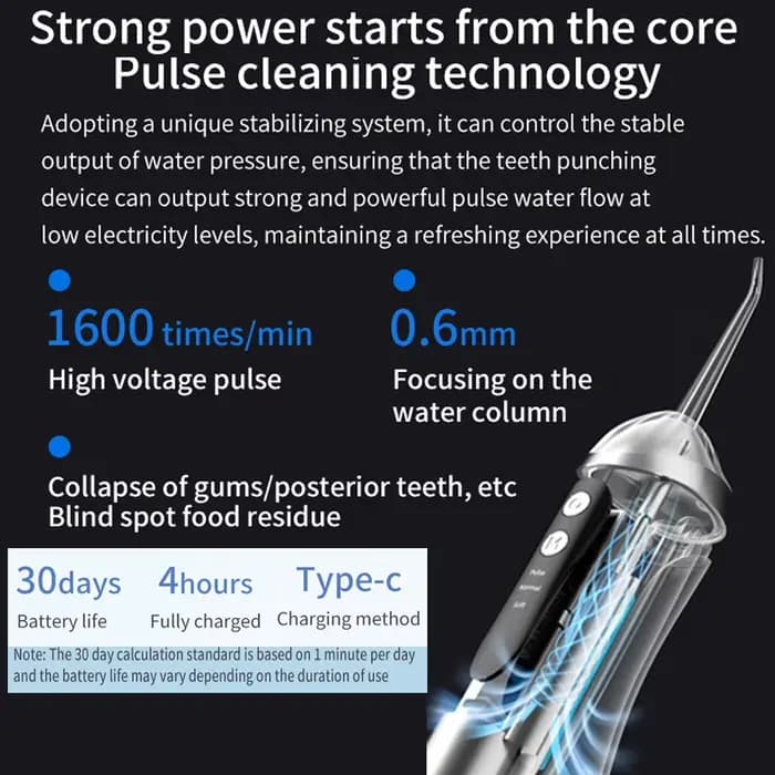 Irrigateur buccal, 3 Modes de nettoyage, Portable, Rechargeable, étanche IP65, fil dentaire, blanchiment des dents, Jet, 200ML