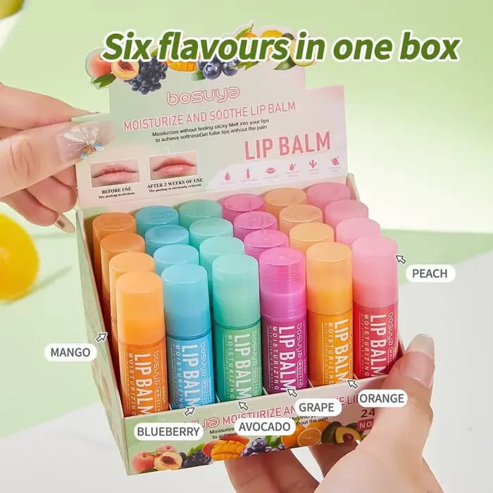 Assortiment de baumes à lèvres à saveur de fruits