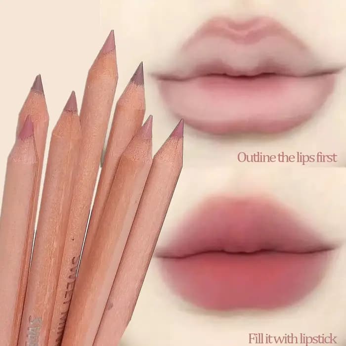 Crayon à lèvres en bois en forme de Contour marron nu