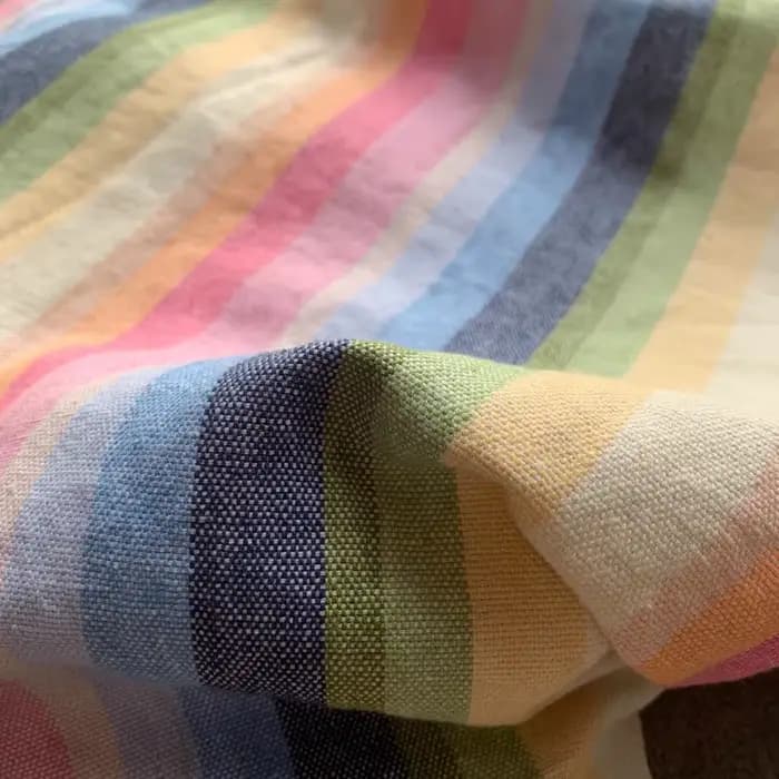 Tissu en coton et lin rayé tissé coloré, pour robes et pantalons, haut de gamme, personnalisé, matériel pour vêtements de printemps et d'automne, texturé Premium