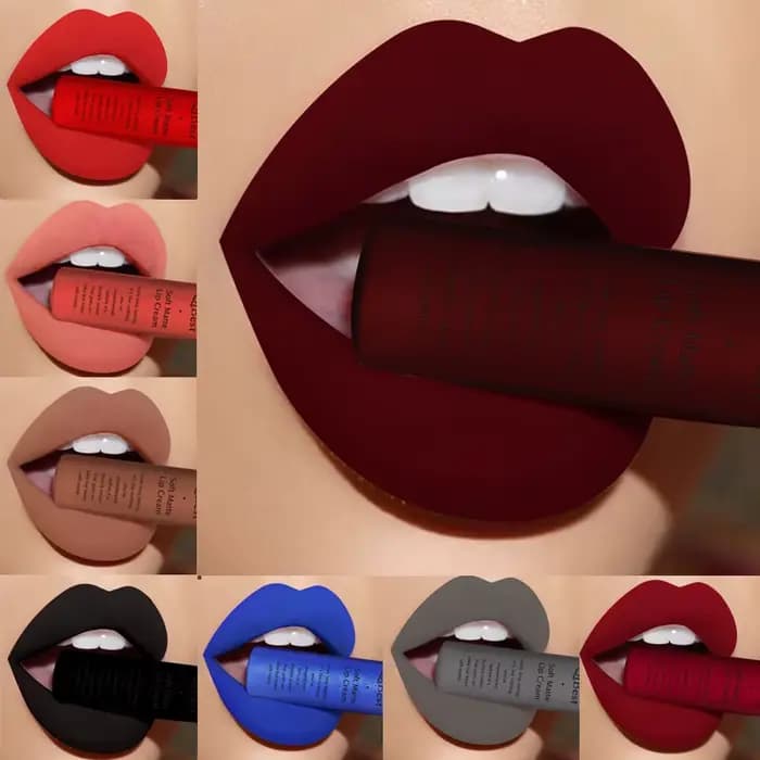 QIBEST Sexy velours mat brillant à lèvres liquide rouge