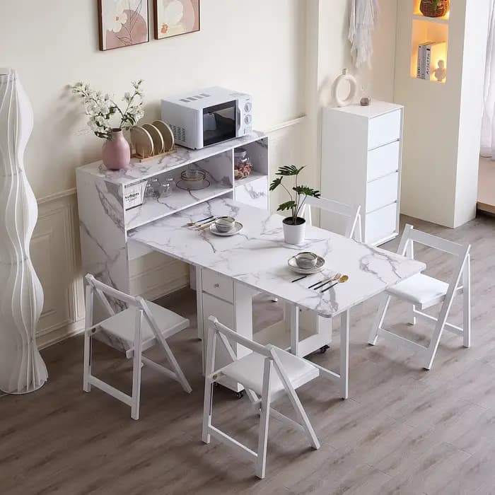 Armoire Buffet avec rangement, buffet pour ranger la table pliante, armoire de rangement de cuisine avec étagères, table console moderne